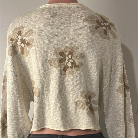 Promesa Floral-Pattern Crop Knit Sweater Long Sleeve Size Small - Picture 10 of 16